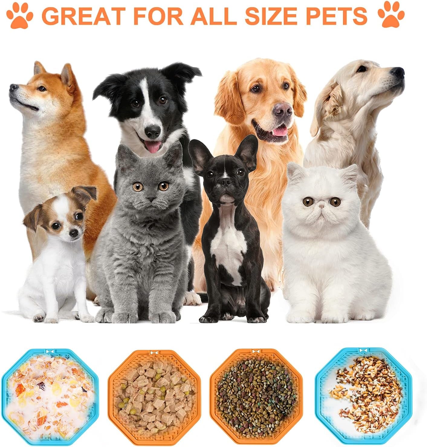 Dog Lick Pad,Pet Slow Feeder Mat,Fun Alternative to Slow Feeder Dog Bowls,Calming Mat for Dog Anxiety Relief,Dog Lick Pad with Suction Perfect for Bathing,Grooming,Training(Orange)