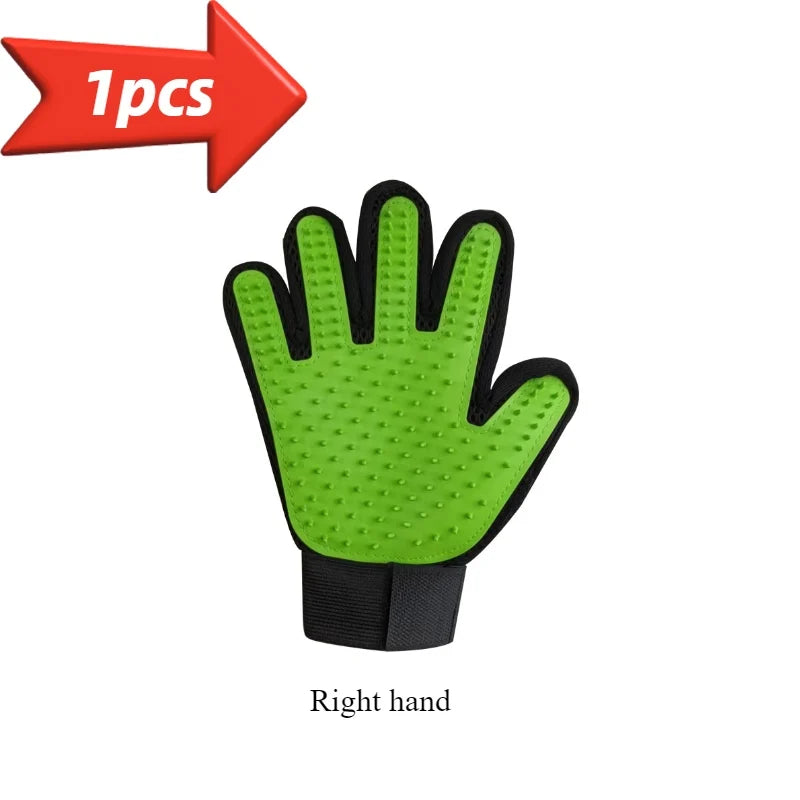 1Pc Pet Grooming Gloves - Gentle Deshedding Brush for Dogs & Cats, Easy Clean, Five Finger Design, Ideal for Long & Short Fur