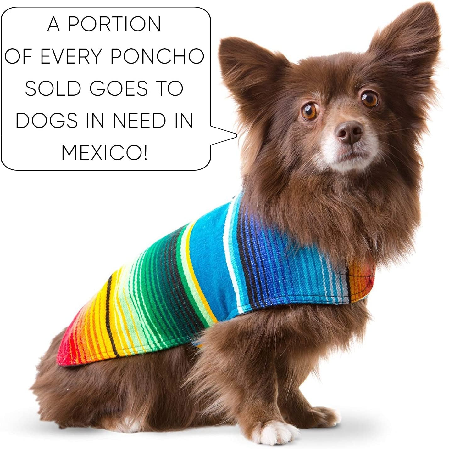 Dog Clothes - Handmade Dog Poncho from Authentic Mexican Blanket by (Blue, Small)