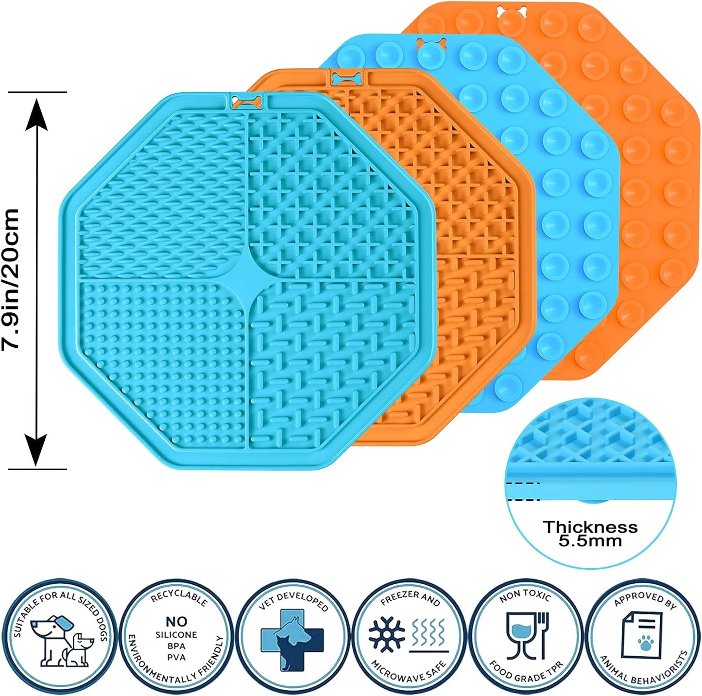 Dog Lick Pad,Pet Slow Feeder Mat,Fun Alternative to Slow Feeder Dog Bowls,Calming Mat for Dog Anxiety Relief,Dog Lick Pad with Suction Perfect for Bathing,Grooming,Training(Orange)