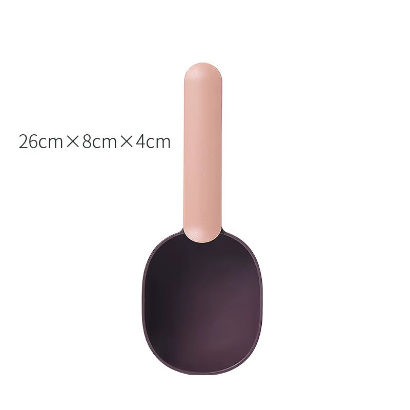Multifunctional Dog Food Cat Food Shovel Spoon Feeding Spoon Sealed Bag Clip Creative Measuring Cup Curved Design Easy to Clean