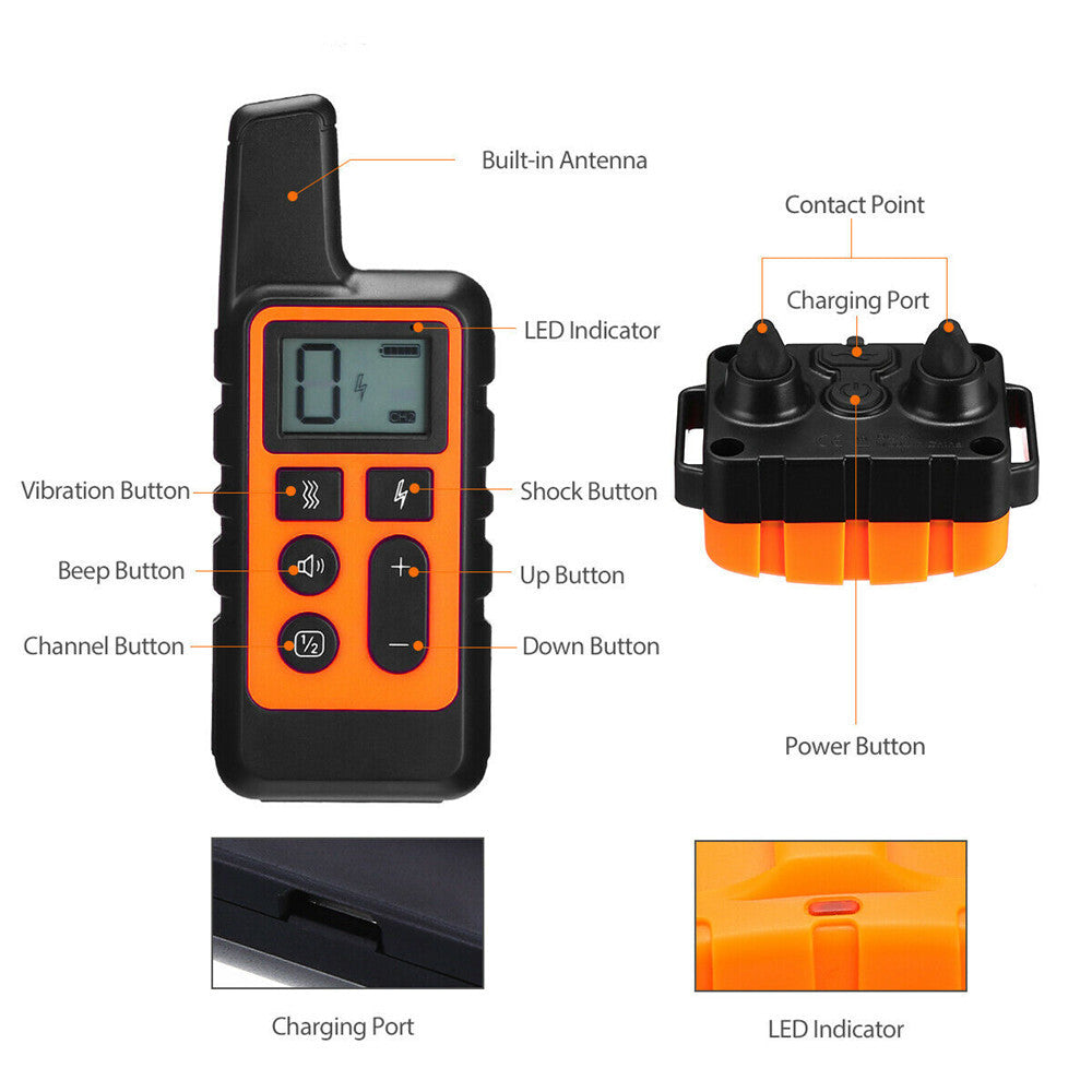 2700 FT Remote Dog Shock Training Collar Rechargeable Waterproof Pet Trainer