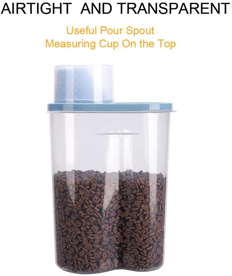 2 Pack 2Lb/2.5L Pet Food Storage Container with Measuring Cup, Can Covers and Bowl for Small Dog, Cat, Waterproof-Bpa Free