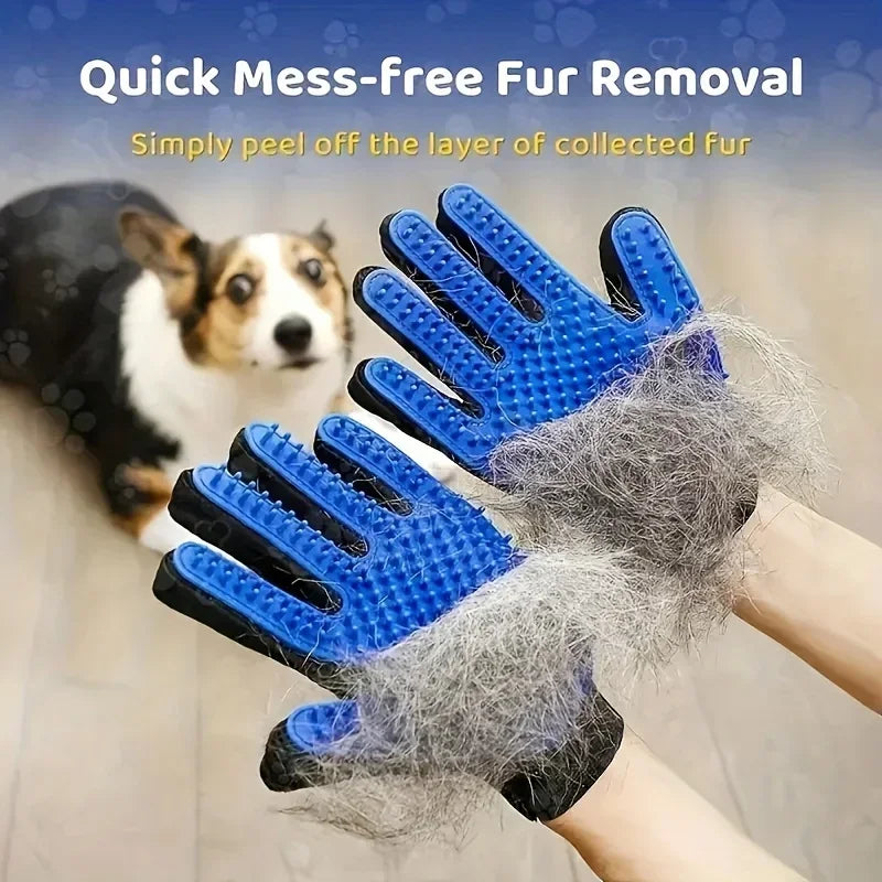 1Pc Pet Grooming Gloves - Gentle Deshedding Brush for Dogs & Cats, Easy Clean, Five Finger Design, Ideal for Long & Short Fur