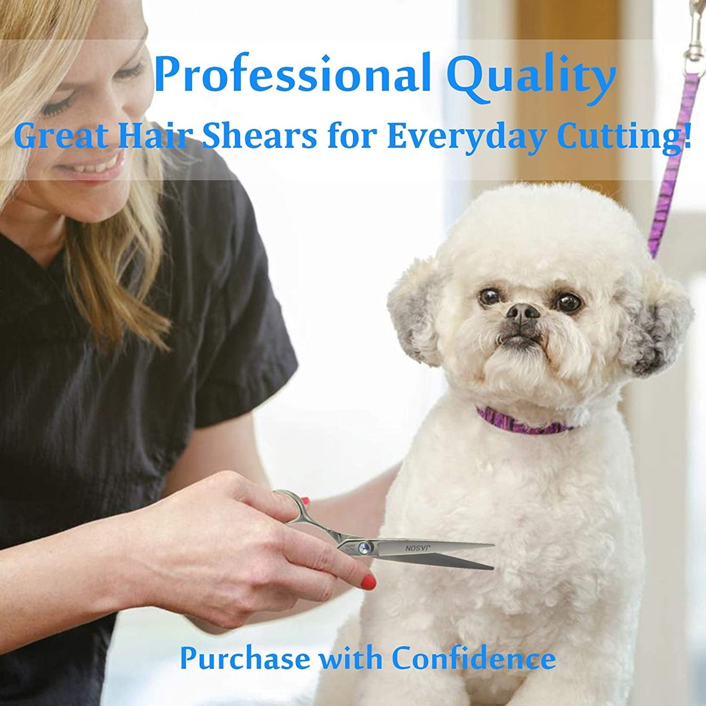 7" Straight Dog Grooming Scissors, Ergonomic Pets Grooming Shears, Premium Cats Trimming Kit with Offset Handle and Jewelled Screw, Sharp, Comfortable - pet needs7053535429167" Straight Dog Grooming Scissors, Ergonomic Pets Grooming Shears, Premium Cats Trimming Kit with Offset Handle and Jewelled Screw, Sharp, ComfortableStraight7.0"7.0"pet needs