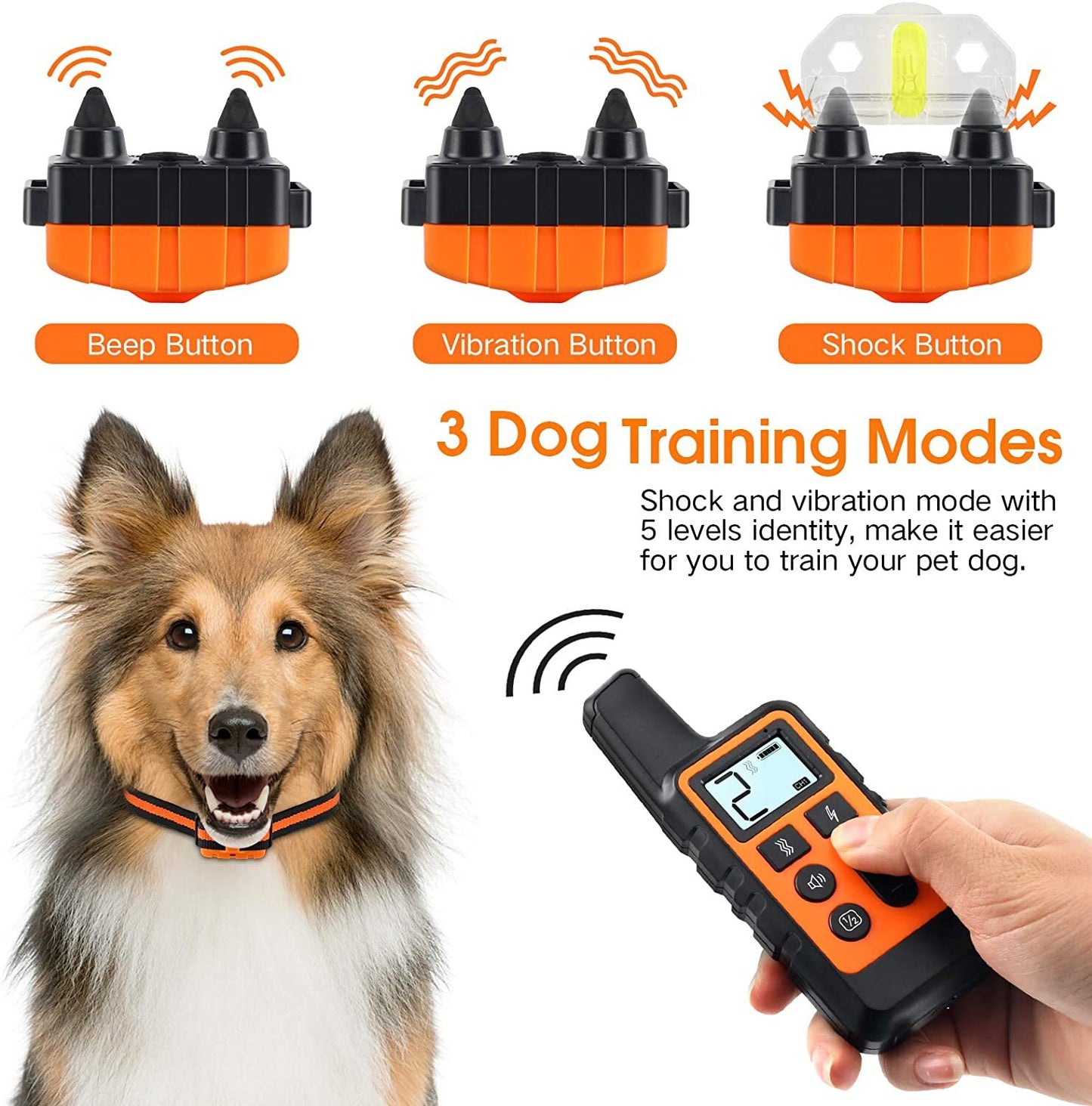 2700 FT Remote Dog Shock Training Collar Rechargeable Waterproof Pet Trainer