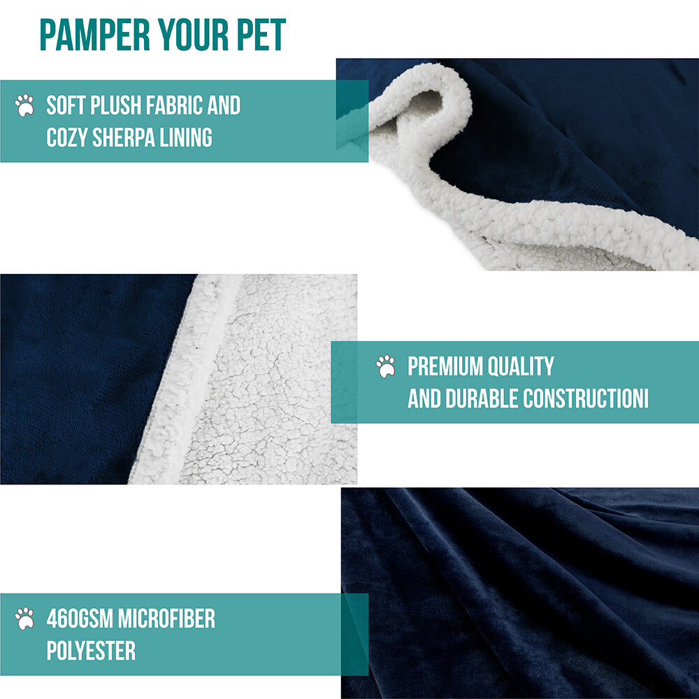 Washable Pet Blanket Fleece Dog Cat Bed Soft Sherpa Reversible Dog Blanket Warm