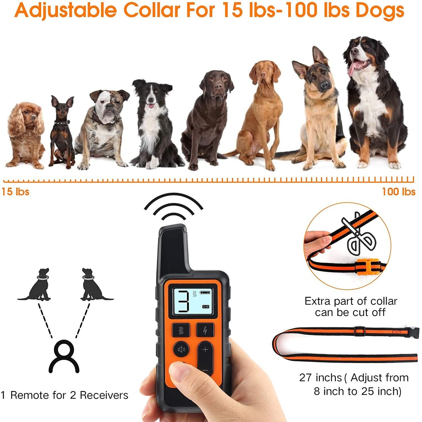 2700 FT Remote Dog Shock Training Collar Rechargeable Waterproof Pet Trainer