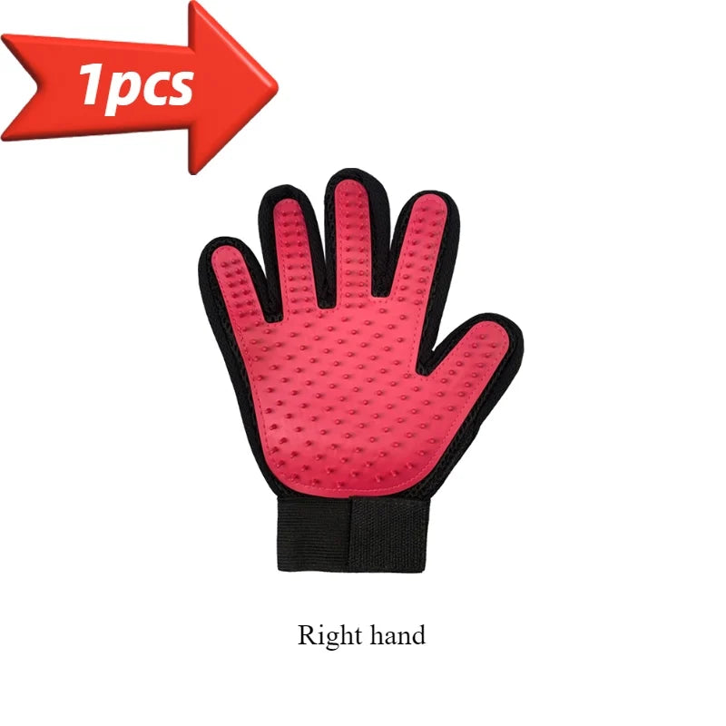 1Pc Pet Grooming Gloves - Gentle Deshedding Brush for Dogs & Cats, Easy Clean, Five Finger Design, Ideal for Long & Short Fur