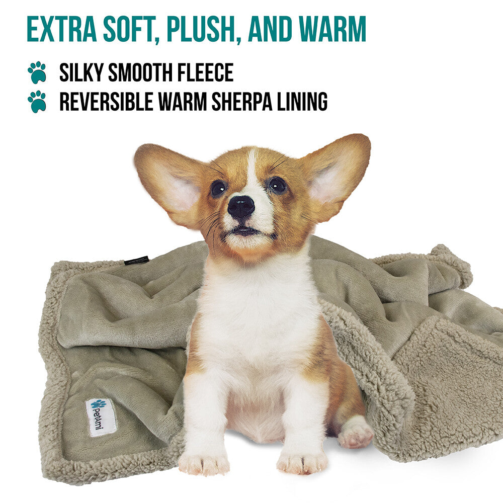 Washable Pet Blanket Fleece Dog Cat Bed Soft Sherpa Reversible Dog Blanket Warm
