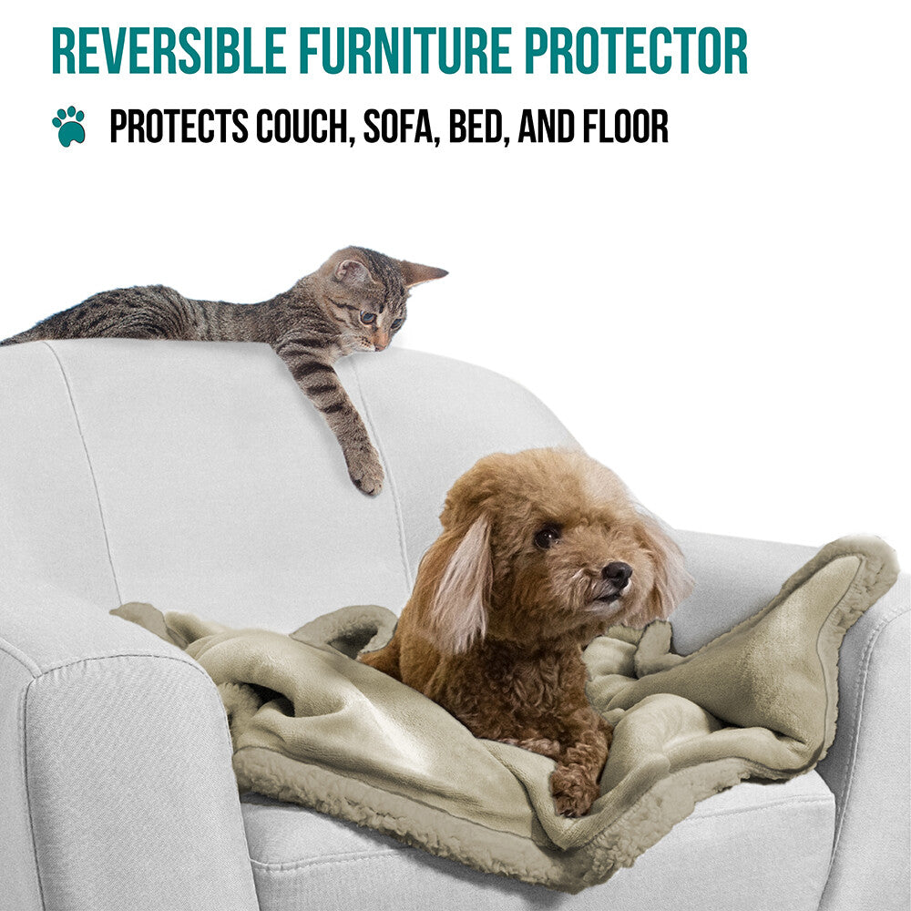 Washable Pet Blanket Fleece Dog Cat Bed Soft Sherpa Reversible Dog Blanket Warm