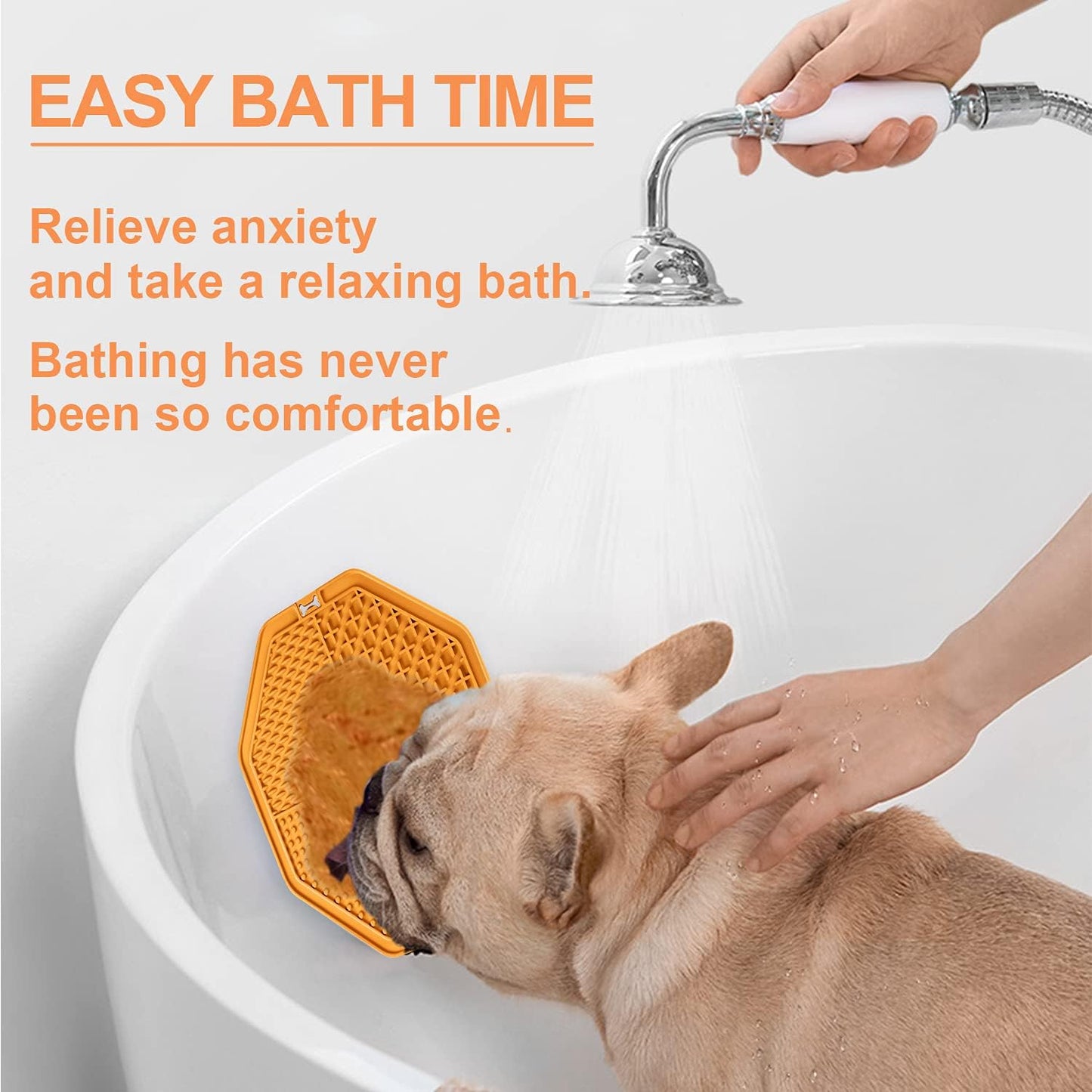 Dog Lick Pad,Pet Slow Feeder Mat,Fun Alternative to Slow Feeder Dog Bowls,Calming Mat for Dog Anxiety Relief,Dog Lick Pad with Suction Perfect for Bathing,Grooming,Training(Orange)