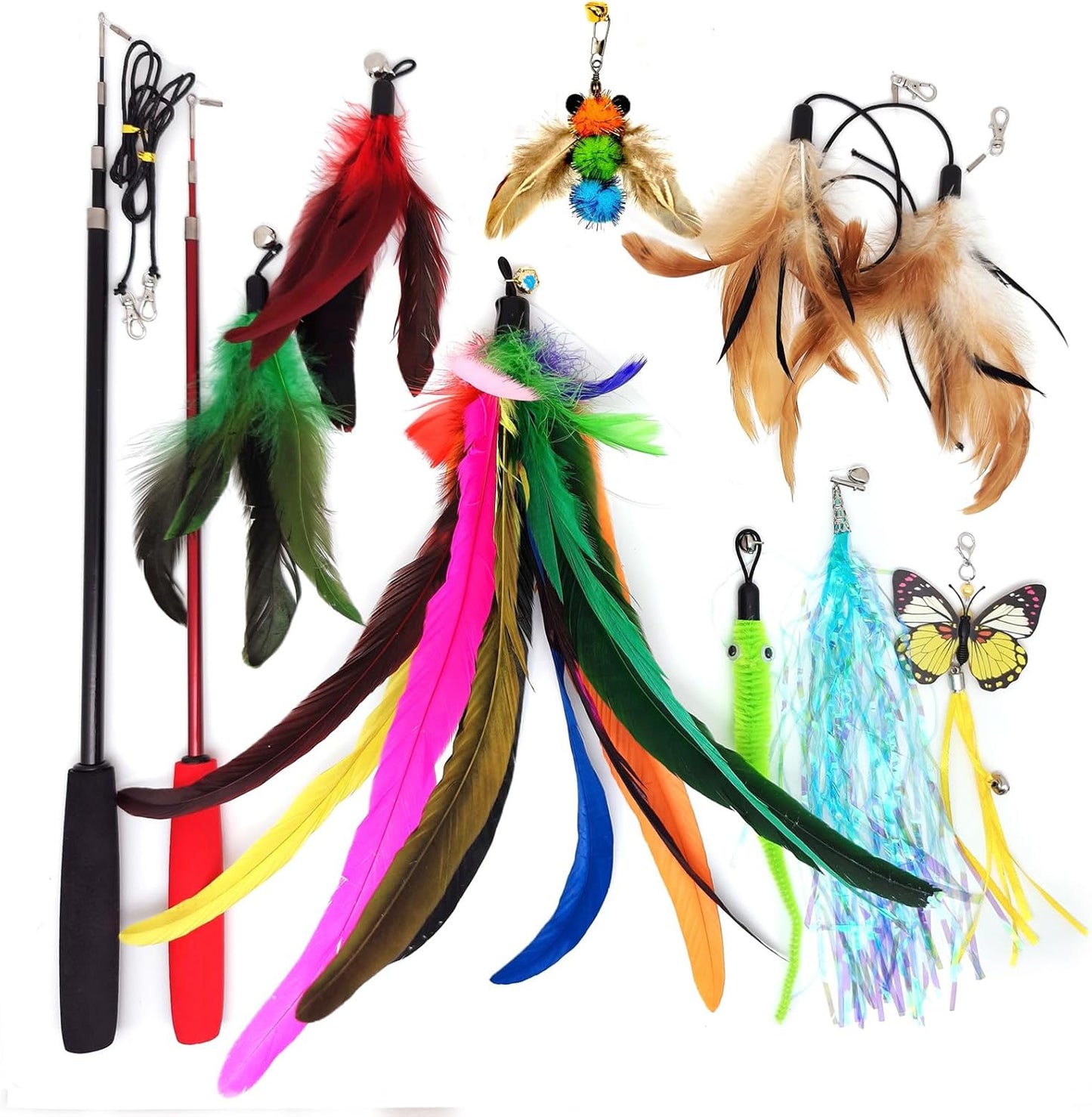 Cat Toys Interactive for Indoor Cats, 2PCS Ultra-Long Teaser(50"+38"