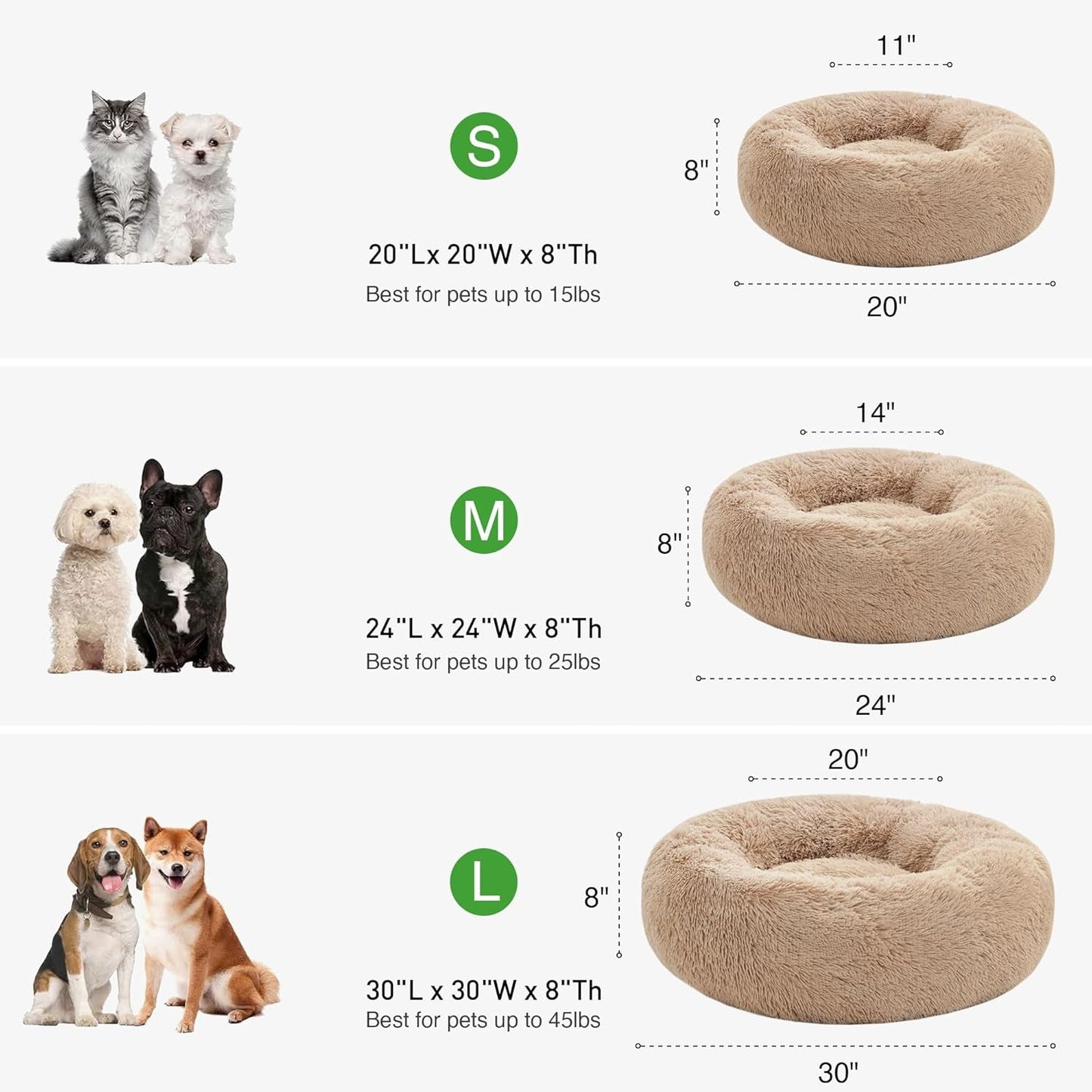 Calming Cat Bed for Indoor Cats,Anti - Anxiety Donut round Dog Bed,Fluffy Faux Fur Washable Pet Bed for Small Medium Dogs and Cats,Taupe,24In - pet needs705353613715Calming Cat Bed for Indoor Cats,Anti - Anxiety Donut round Dog Bed,Fluffy Faux Fur Washable Pet Bed for Small Medium Dogs and Cats,Taupe,24InBeige Taupe24"24"pet needs