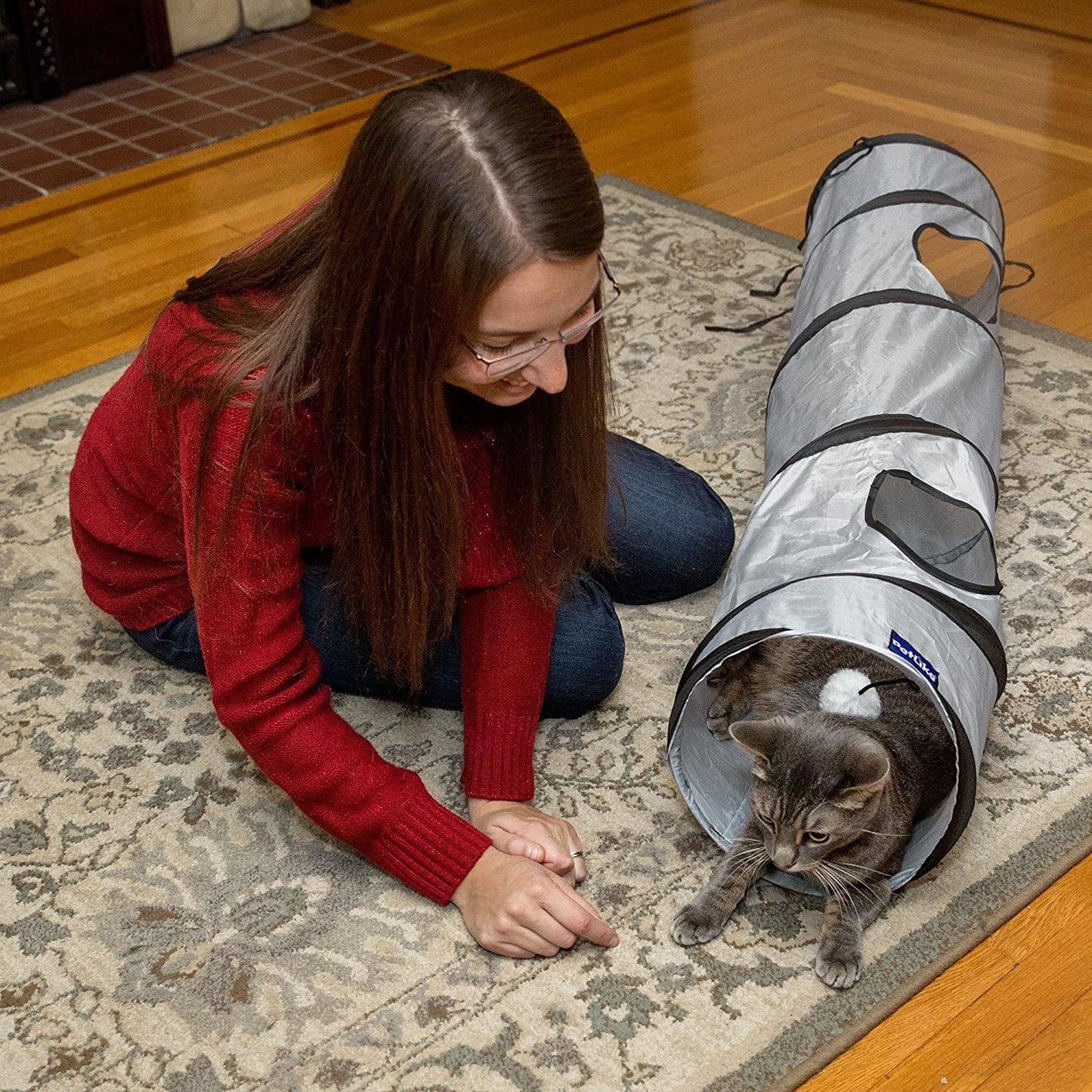 Cat Tunnel for Indoor Cats Collapsible Pop - Up Pet Tube Peek Hole Hideaway Play Toys for Cats with Ball - pet needs711181710816Cat Tunnel for Indoor Cats Collapsible Pop - Up Pet Tube Peek Hole Hideaway Play Toys for Cats with BallGreyOne WayOne Waypet needs