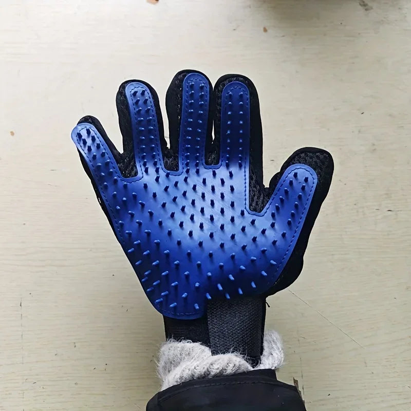 1Pc Pet Grooming Gloves - Gentle Deshedding Brush for Dogs & Cats, Easy Clean, Five Finger Design, Ideal for Long & Short Fur