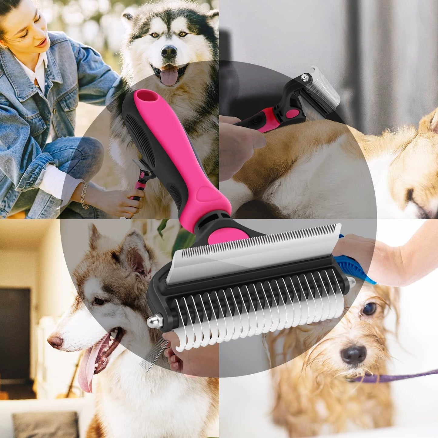 Dog Brush and Cat Brush, 2 in 1 Pet Undercoat Rake Grooming Tool for Deshedding, Mats & Tangles Removing, Shedding Brush and Dematting Comb for Large Small Dogs & Cats' Long & Short Hair Remover - pet needs7445032484412Dog Brush and Cat Brush, 2 in 1 Pet Undercoat Rake Grooming Tool for Deshedding, Mats & Tangles Removing, Shedding Brush and Dematting Comb for Large Small Dogs & Cats' Long & Short Hair Removerpet needs