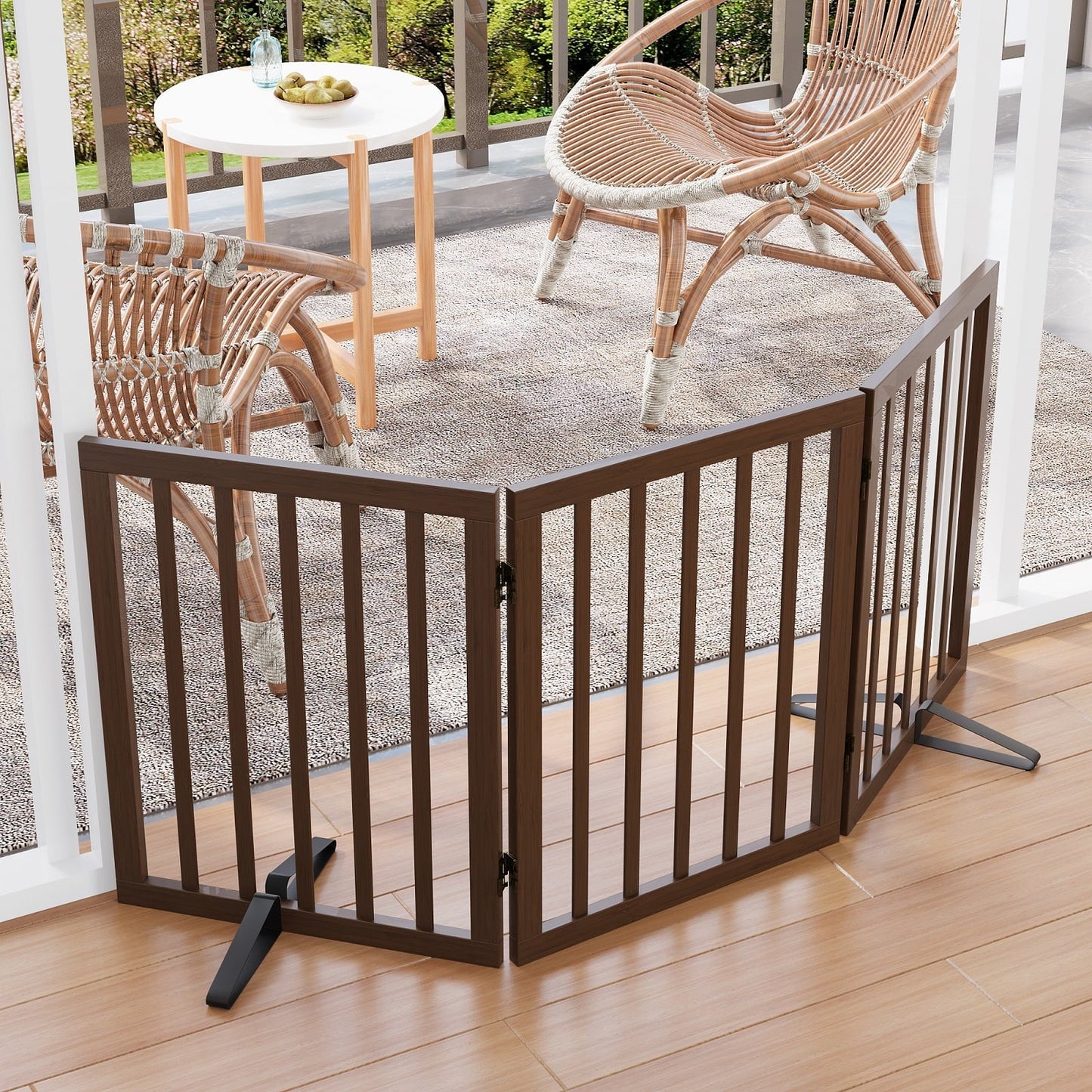 Dog Gate for Inside,Bamboo Freestanding Pet Gate for Doorways,Indoor, 24" Espresso - pet needs313040159134Dog Gate for Inside,Bamboo Freestanding Pet Gate for Doorways,Indoor, 24" EspressoEspresso33pet needs