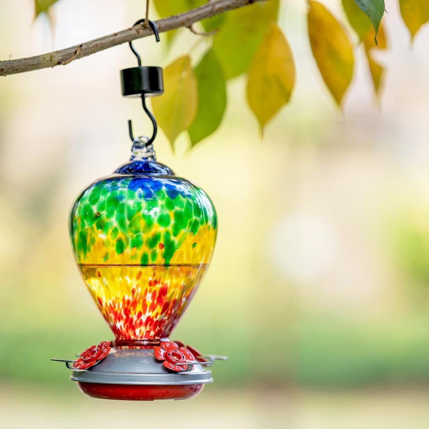 Hummingbird Feeders, 34OZ Hand Blown Glass Hummingbird Feeder for Outdoors Hanging with Ant Moathooks, Perfect for Gardening Yard Patio Decor Gifts (Rainbow) - pet needs313111055037Hummingbird Feeders, 34OZ Hand Blown Glass Hummingbird Feeder for Outdoors Hanging with Ant Moathooks, Perfect for Gardening Yard Patio Decor Gifts (Rainbow)Rainbowpet needs
