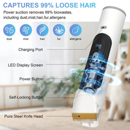 14Kpa Dog Grooming Kit & Vacuum, 2.5L Pet Hair Vacuum Suction 99% Pet Hair,3 Modes Suction Dog Grooming Clipper Kit,5 Pet Groomer Tools,Low Noise Pet Shedding Vacuum for Dogs Cats,White - pet needs74475922767614Kpa Dog Grooming Kit & Vacuum, 2.5L Pet Hair Vacuum Suction 99% Pet Hair,3 Modes Suction Dog Grooming Clipper Kit,5 Pet Groomer Tools,Low Noise Pet Shedding Vacuum for Dogs Cats,Whitepet needs