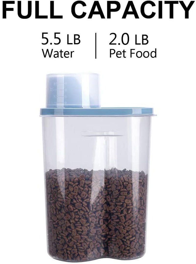 2 Pack 2Lb/2.5L Pet Food Storage Container with Measuring Cup, Can Covers and Bowl for Small Dog, Cat, Waterproof - Bpa Free - pet needs7260849683702 Pack 2Lb/2.5L Pet Food Storage Container with Measuring Cup, Can Covers and Bowl for Small Dog, Cat, Waterproof - Bpa FreeBluepet needs