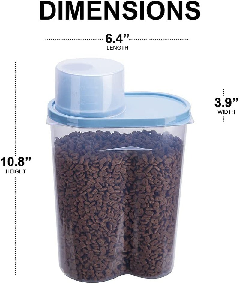 2 Pack 2Lb/2.5L Pet Food Storage Container with Measuring Cup, Can Covers and Bowl for Small Dog, Cat, Waterproof - Bpa Free - pet needs7260849683702 Pack 2Lb/2.5L Pet Food Storage Container with Measuring Cup, Can Covers and Bowl for Small Dog, Cat, Waterproof - Bpa FreeBluepet needs