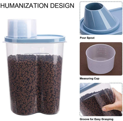2 Pack 2Lb/2.5L Pet Food Storage Container with Measuring Cup, Can Covers and Bowl for Small Dog, Cat, Waterproof - Bpa Free - pet needs7260849683702 Pack 2Lb/2.5L Pet Food Storage Container with Measuring Cup, Can Covers and Bowl for Small Dog, Cat, Waterproof - Bpa FreeBluepet needs