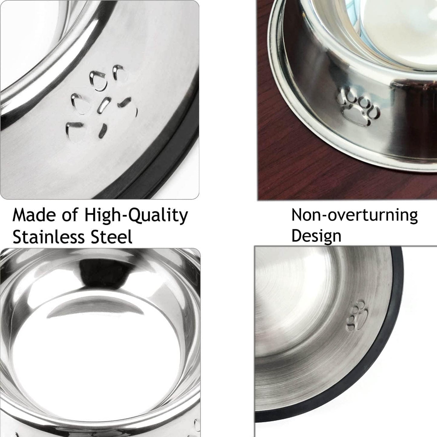 2 Stainless Steel Dog Bowls, Dog Feeding Dishes, Doggie Plate Food Bowls with Rubber Base, Small and Medium Pet Feeder for Food and Water (M - 16.6Oz) - pet needs3130318178072 Stainless Steel Dog Bowls, Dog Feeding Dishes, Doggie Plate Food Bowls with Rubber Base, Small and Medium Pet Feeder for Food and Water (M - 16.6Oz)M - 16.6Ozpet needs
