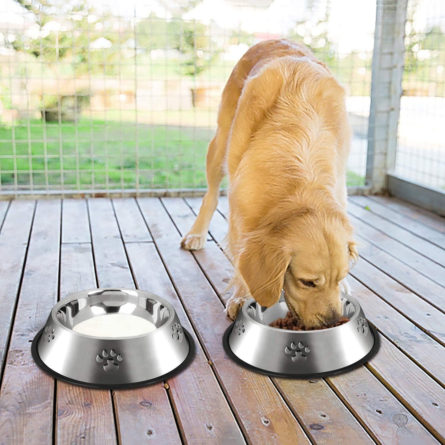 2 Stainless Steel Dog Bowls, Dog Feeding Dishes, Doggie Plate Food Bowls with Rubber Base, Small and Medium Pet Feeder for Food and Water (M - 16.6Oz) - pet needs3130318178072 Stainless Steel Dog Bowls, Dog Feeding Dishes, Doggie Plate Food Bowls with Rubber Base, Small and Medium Pet Feeder for Food and Water (M - 16.6Oz)M - 16.6Ozpet needs