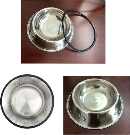 2 Stainless Steel Dog Bowls, Dog Feeding Dishes, Doggie Plate Food Bowls with Rubber Base, Small and Medium Pet Feeder for Food and Water (M - 16.6Oz) - pet needs3130318178072 Stainless Steel Dog Bowls, Dog Feeding Dishes, Doggie Plate Food Bowls with Rubber Base, Small and Medium Pet Feeder for Food and Water (M - 16.6Oz)M - 16.6Ozpet needs