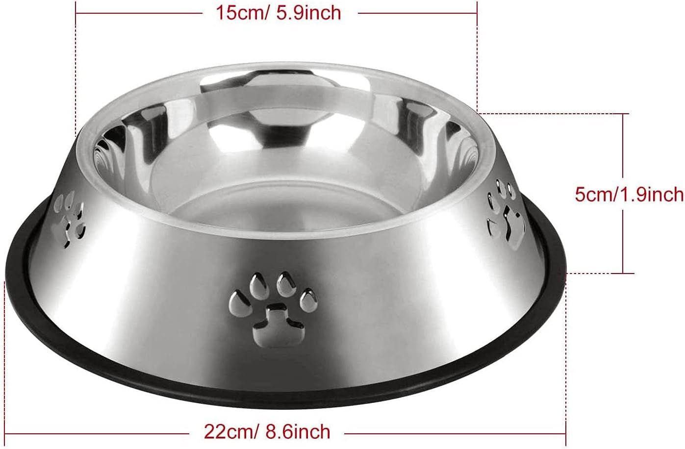 2 Stainless Steel Dog Bowls, Dog Feeding Dishes, Doggie Plate Food Bowls with Rubber Base, Small and Medium Pet Feeder for Food and Water (M - 16.6Oz) - pet needs3130318178072 Stainless Steel Dog Bowls, Dog Feeding Dishes, Doggie Plate Food Bowls with Rubber Base, Small and Medium Pet Feeder for Food and Water (M - 16.6Oz)M - 16.6Ozpet needs