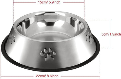 2 Stainless Steel Dog Bowls, Dog Feeding Dishes, Doggie Plate Food Bowls with Rubber Base, Small and Medium Pet Feeder for Food and Water (M - 16.6Oz) - pet needs3130318178072 Stainless Steel Dog Bowls, Dog Feeding Dishes, Doggie Plate Food Bowls with Rubber Base, Small and Medium Pet Feeder for Food and Water (M - 16.6Oz)M - 16.6Ozpet needs