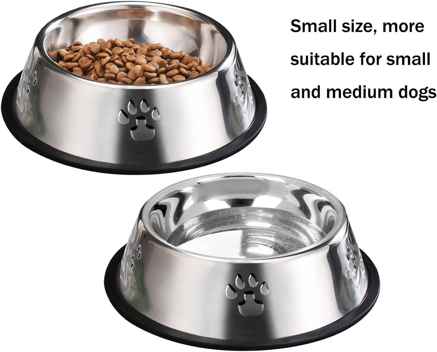2 Stainless Steel Dog Bowls, Dog Feeding Dishes, Doggie Plate Food Bowls with Rubber Base, Small and Medium Pet Feeder for Food and Water (M - 16.6Oz) - pet needs3130318178072 Stainless Steel Dog Bowls, Dog Feeding Dishes, Doggie Plate Food Bowls with Rubber Base, Small and Medium Pet Feeder for Food and Water (M - 16.6Oz)M - 16.6Ozpet needs