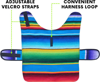 Dog Clothes - Handmade Dog Poncho from Authentic Mexican Blanket by  (Blue, Small)