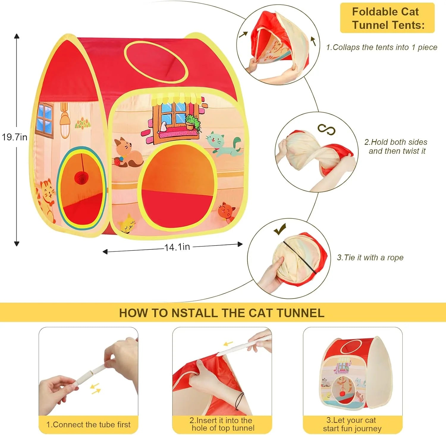 34Pcs Cat Toys Kitten Toys, Interactive Kitty Toys with Collapsible Cat Tunnels Tent, Cat Wand Catnip Feather Teaser - pet needs31301757458834Pcs Cat Toys Kitten Toys, Interactive Kitty Toys with Collapsible Cat Tunnels Tent, Cat Wand Catnip Feather Teaserpet needs
