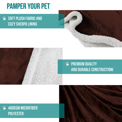Washable Pet Blanket Fleece Dog Cat Bed Soft Sherpa Reversible Dog Blanket Warm