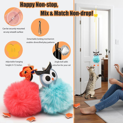 4 - In - 1 Interactive Cat Toys Set with Suction Cup Wand, Hanging Cat Toys, Fishing Pole Cat Wand & Kitten Balls - Includes Variety Replaceable Worms, Feathers for Indoor Bored Cats for Exercise - pet needs74450024104344 - In - 1 Interactive Cat Toys Set with Suction Cup Wand, Hanging Cat Toys, Fishing Pole Cat Wand & Kitten Balls - Includes Variety Replaceable Worms, Feathers for Indoor Bored Cats for ExerciseColorapet needs