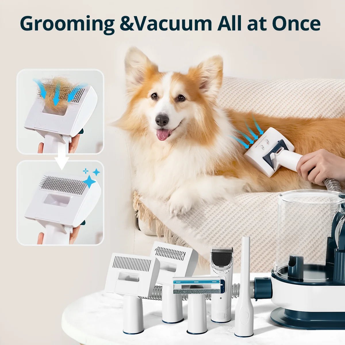 5 in 1 Pet Grooming Vacuum, 2.5L Dog Grooming Vacuum with 9 Attachment & Dog Clippers Tools for Dogs Cats - pet needs7260842421975 in 1 Pet Grooming Vacuum, 2.5L Dog Grooming Vacuum with 9 Attachment & Dog Clippers Tools for Dogs Cats10pet needs