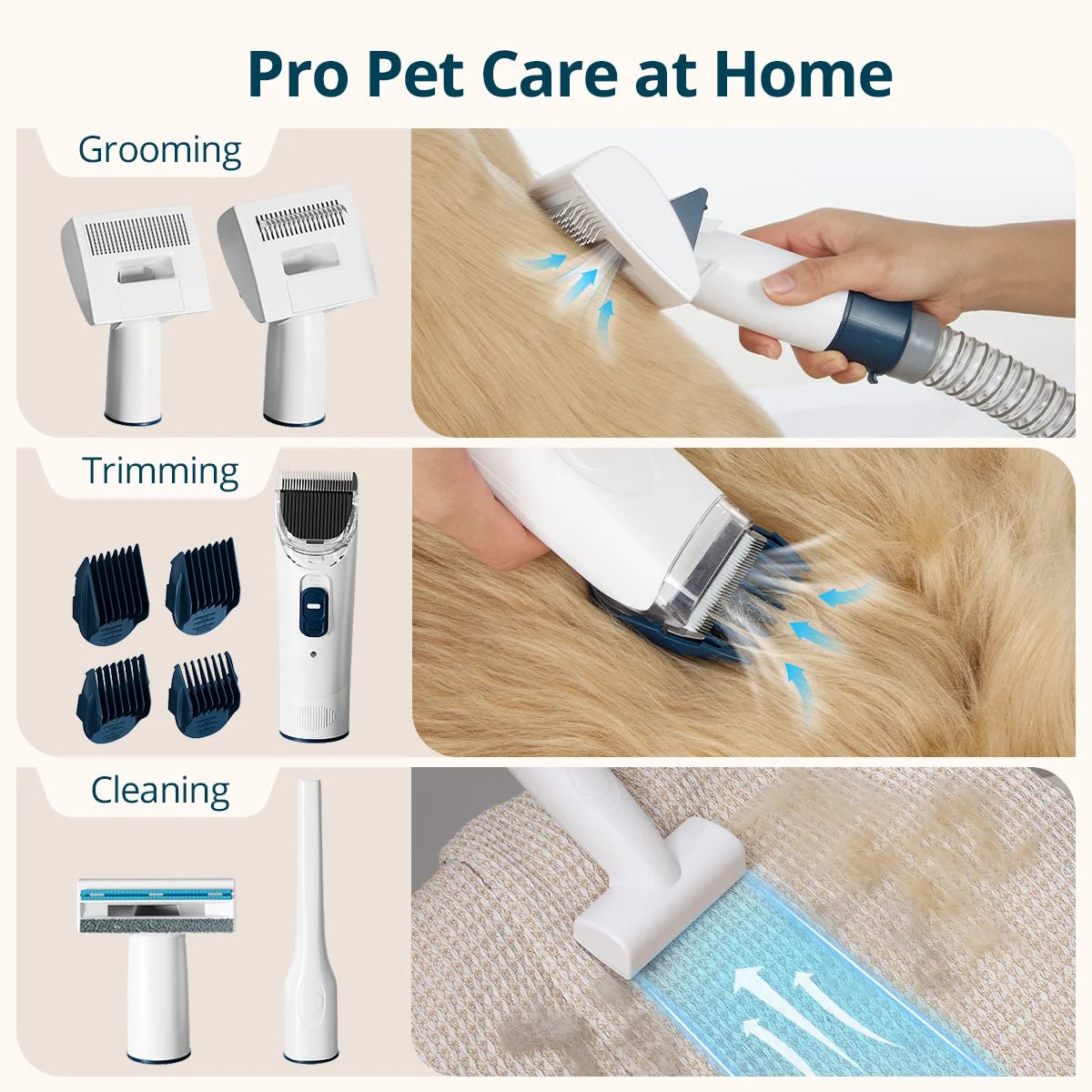 5 in 1 Pet Grooming Vacuum, 2.5L Dog Grooming Vacuum with 9 Attachment & Dog Clippers Tools for Dogs Cats - pet needs7260842421975 in 1 Pet Grooming Vacuum, 2.5L Dog Grooming Vacuum with 9 Attachment & Dog Clippers Tools for Dogs Cats10pet needs