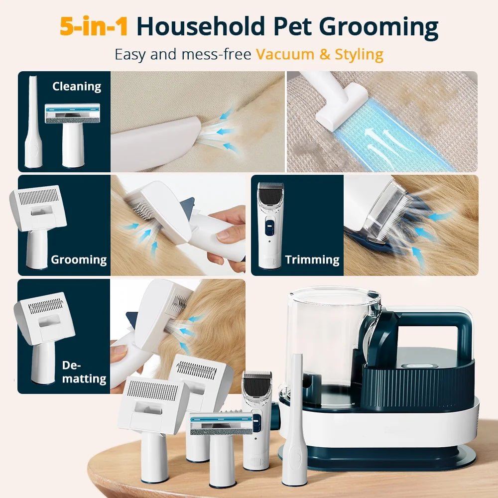 5 in 1 Pet Grooming Vacuum, 2.5L Dog Grooming Vacuum with 9 Attachment & Dog Clippers Tools for Dogs Cats - pet needs7260842421975 in 1 Pet Grooming Vacuum, 2.5L Dog Grooming Vacuum with 9 Attachment & Dog Clippers Tools for Dogs Cats10pet needs