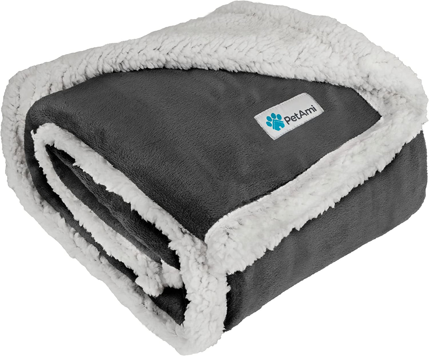 Dog Blanket for Bed, XL Pet Blanket Large Dogs, Fleece Furniture Couch Cover Protector Sofa Car Crate Kennel, Soft Sherpa Cat Throw Plush Reversible Washable, Twin 60X80 Dark Gray