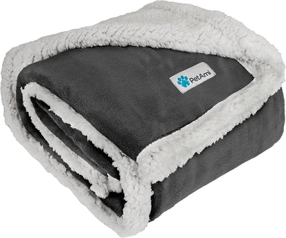 Dog Blanket for Bed, XL Pet Blanket Large Dogs, Fleece Furniture Couch Cover Protector Sofa Car Crate Kennel, Soft Sherpa Cat Throw Plush Reversible Washable, Twin 60X80 Dark Gray