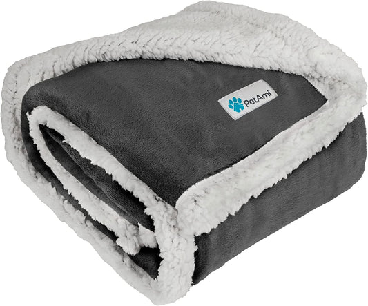 Dog Blanket for Bed, XL Pet Blanket Large Dogs, Fleece Furniture Couch Cover Protector Sofa Car Crate Kennel, Soft Sherpa Cat Throw Plush Reversible Washable, Twin 60X80 Dark Gray