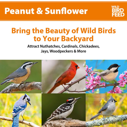 (3 Pack) Peanut & Sunflower Wild Bird Feed and Seed, Dry, 1 Count per Pack, 20 Lb. Bag