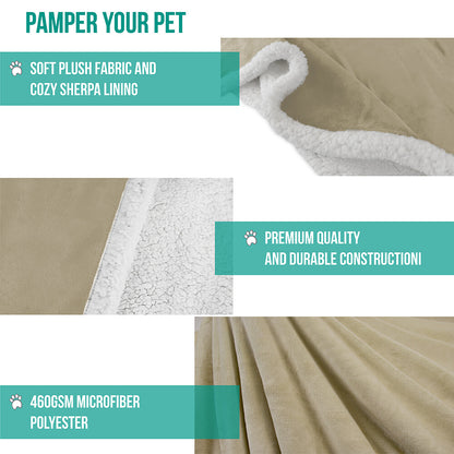 Washable Pet Blanket Fleece Dog Cat Bed Soft Sherpa Reversible Dog Blanket Warm
