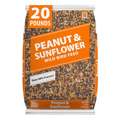 (3 Pack) Peanut & Sunflower Wild Bird Feed and Seed, Dry, 1 Count per Pack, 20 Lb. Bag