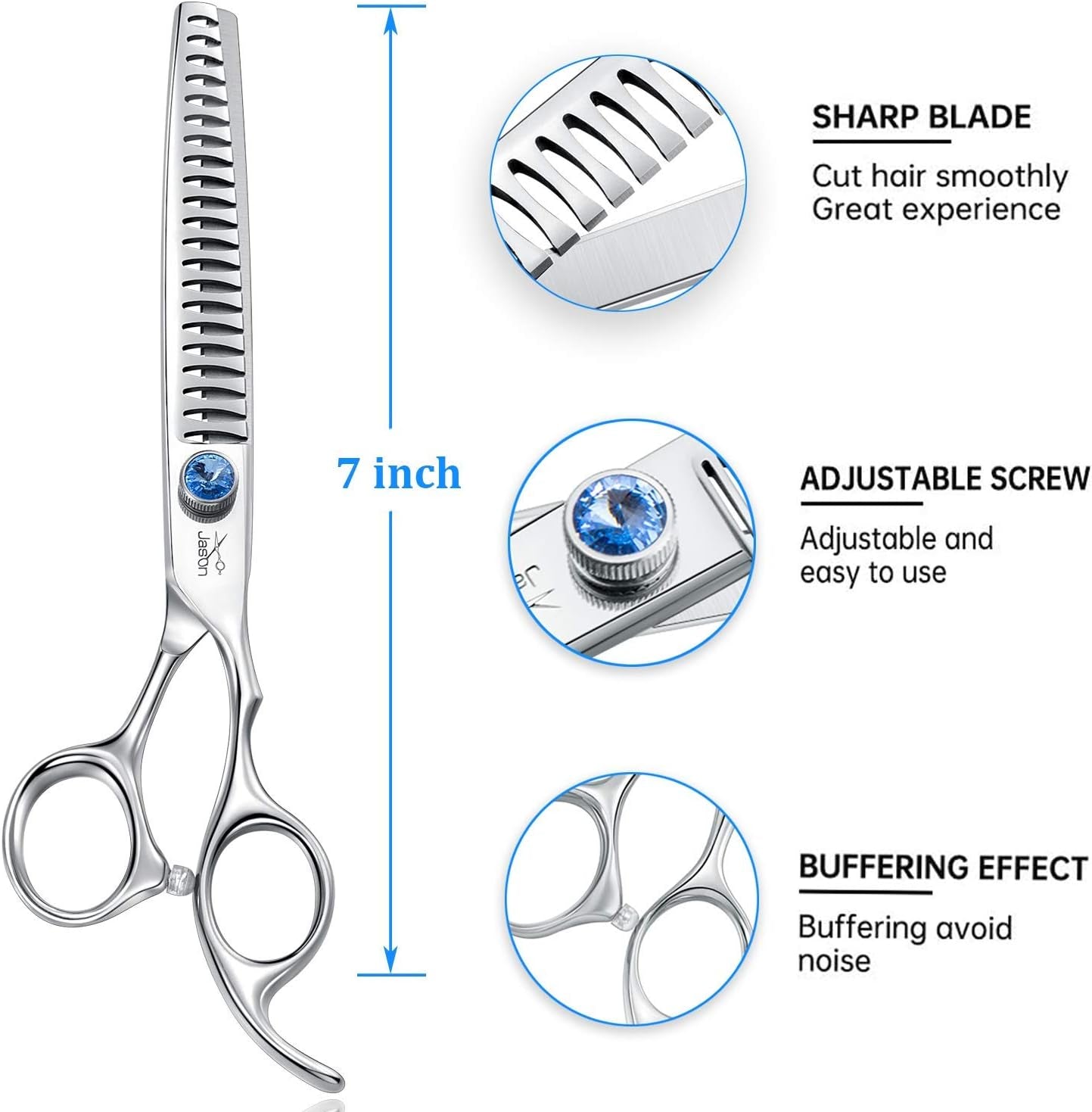 7 Inch 21 - Teeth Chunkers Shears for Dogs, Ergonomic Cats Grooming Texturizing Blending Thinning Shears Pets Trimming Kit with Offset Handle, Sharp, Comfortable Shear - pet needs3130982512487 Inch 21 - Teeth Chunkers Shears for Dogs, Ergonomic Cats Grooming Texturizing Blending Thinning Shears Pets Trimming Kit with Offset Handle, Sharp, Comfortable ShearChunker7.0"7.0"pet needs