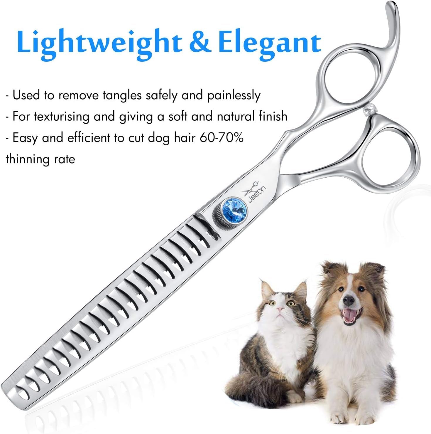 7 Inch 21 - Teeth Chunkers Shears for Dogs, Ergonomic Cats Grooming Texturizing Blending Thinning Shears Pets Trimming Kit with Offset Handle, Sharp, Comfortable Shear - pet needs3130982512487 Inch 21 - Teeth Chunkers Shears for Dogs, Ergonomic Cats Grooming Texturizing Blending Thinning Shears Pets Trimming Kit with Offset Handle, Sharp, Comfortable ShearChunker7.0"7.0"pet needs