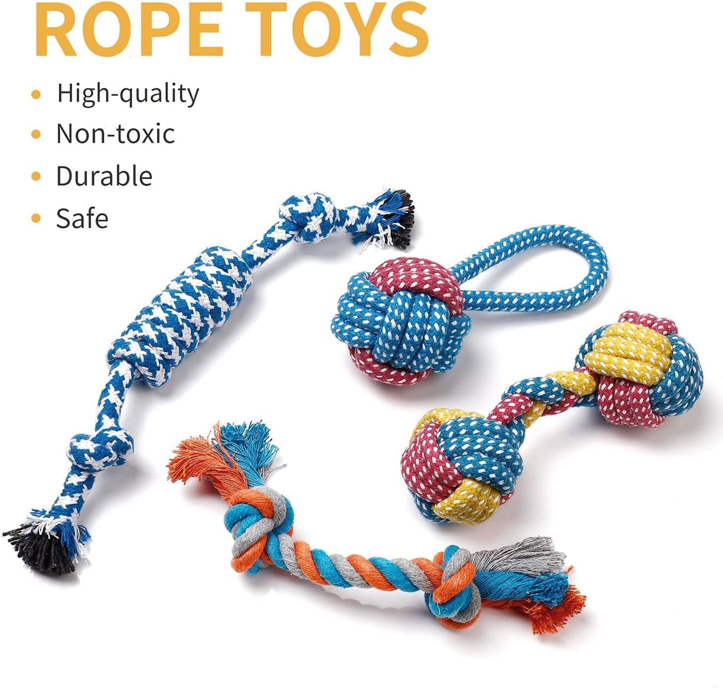 7 Pack Small Dog Toys, Puppy Teething Toys, Durable Ropes Chew Toys, Cute Calf Squeaky Dog Toys, Non - Toxic and Safe - pet needs74450441891457 Pack Small Dog Toys, Puppy Teething Toys, Durable Ropes Chew Toys, Cute Calf Squeaky Dog Toys, Non - Toxic and SafeCowpet needs