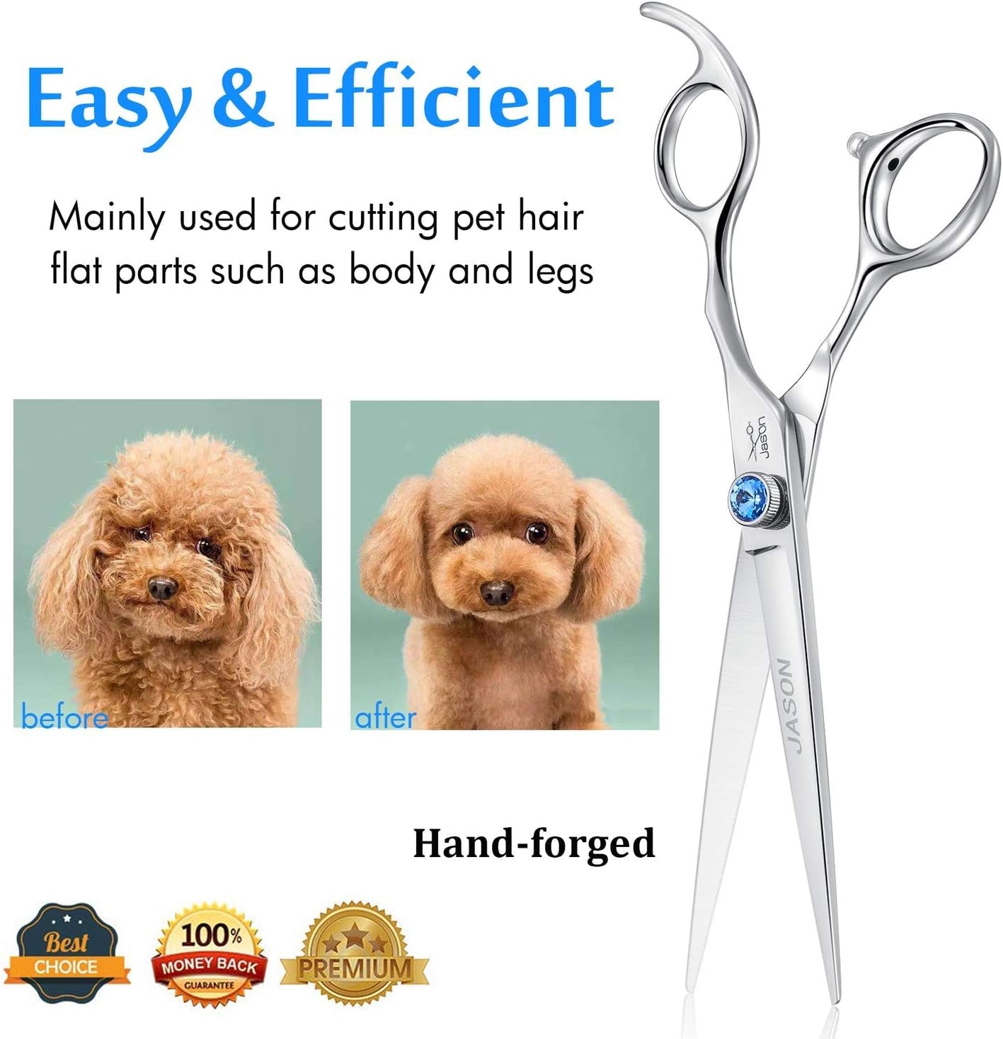 7" Straight Dog Grooming Scissors, Ergonomic Pets Grooming Shears, Premium Cats Trimming Kit with Offset Handle and Jewelled Screw, Sharp, Comfortable - pet needs7053535429167" Straight Dog Grooming Scissors, Ergonomic Pets Grooming Shears, Premium Cats Trimming Kit with Offset Handle and Jewelled Screw, Sharp, ComfortableStraight7.0"7.0"pet needs